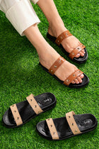 Drizzle Circle Sliders - Tan Brown