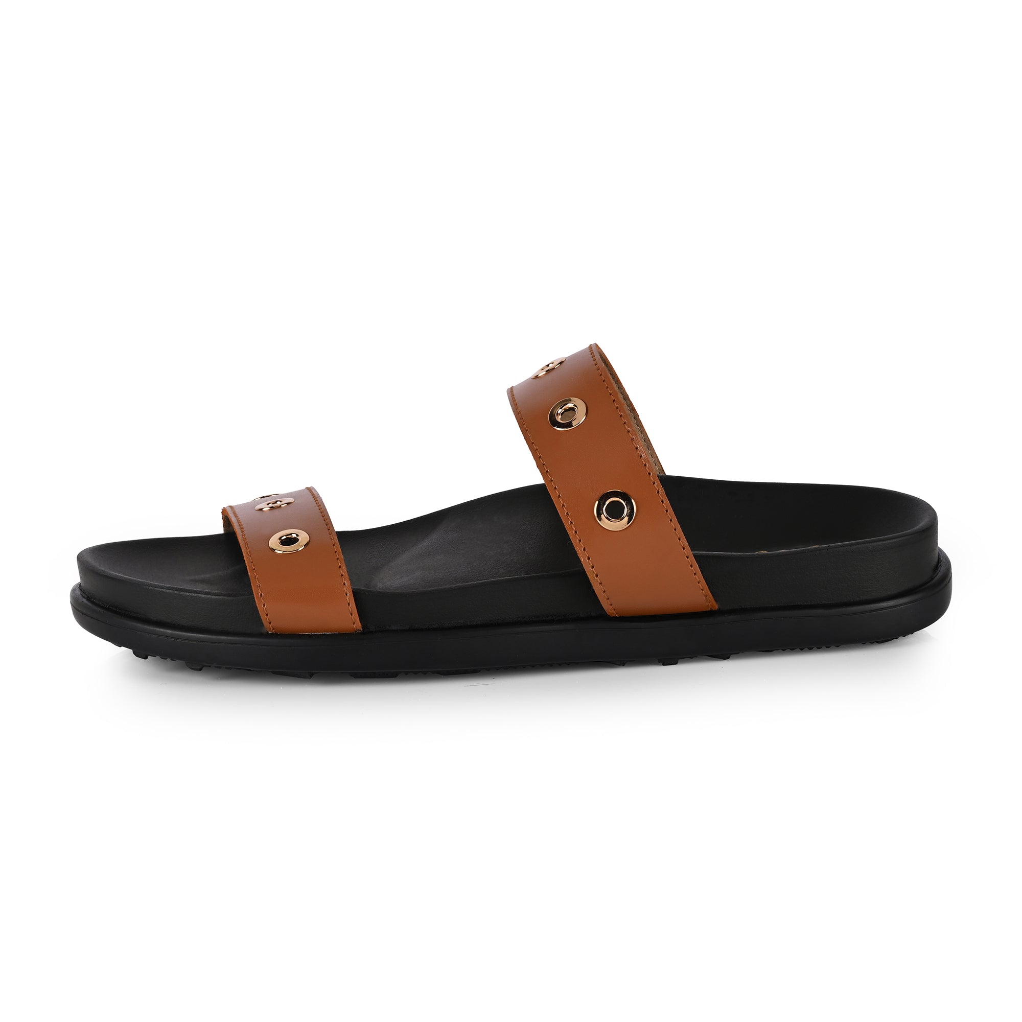 Drizzle Circle Sliders - Tan Brown