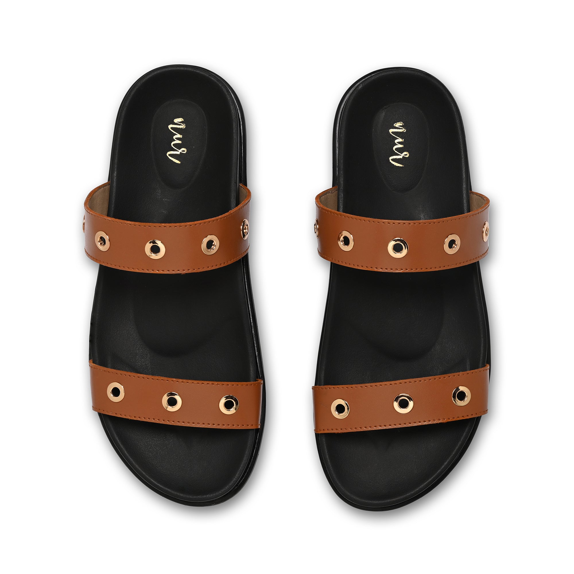 Drizzle Circle Sliders - Tan Brown